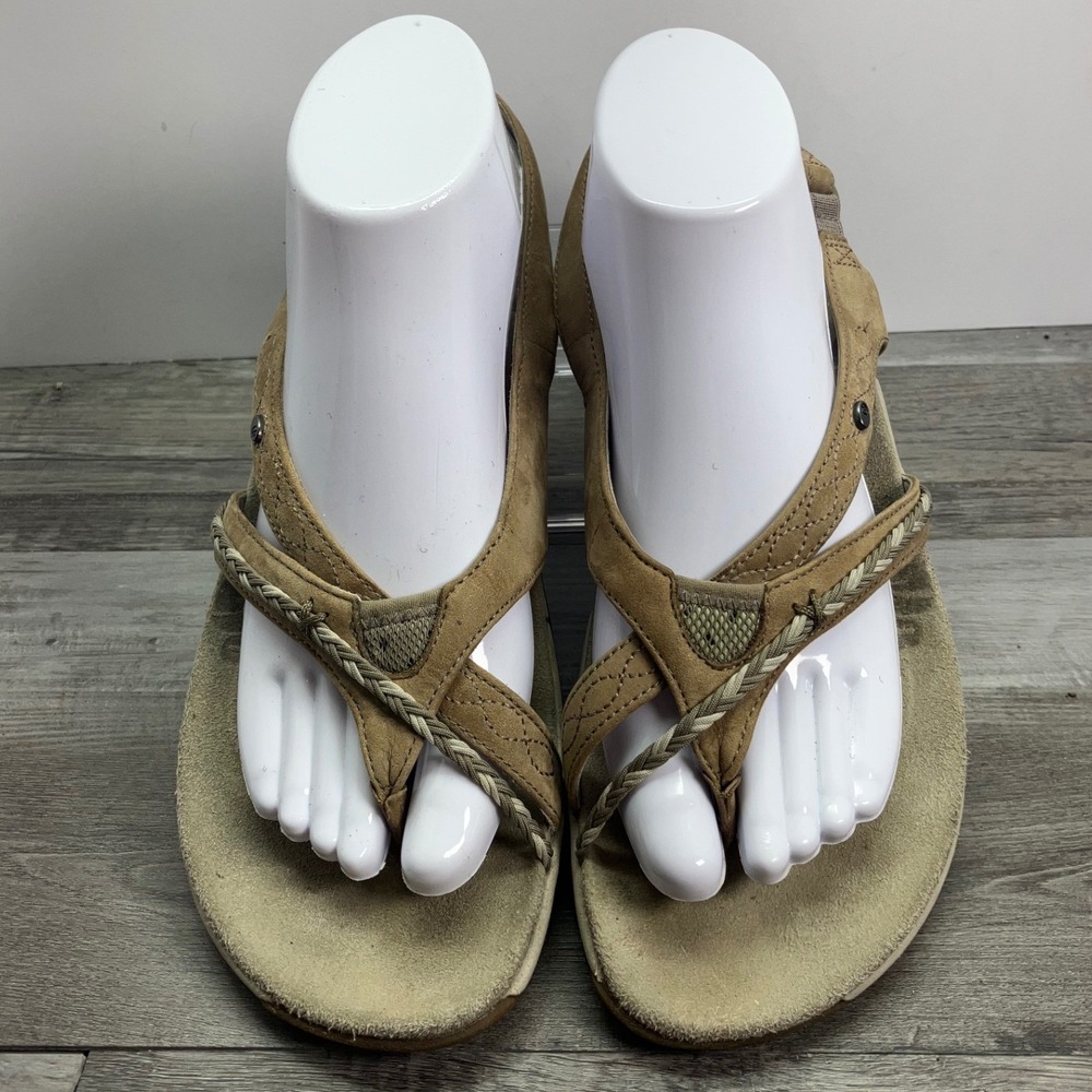Merrell Stella Bloom Aluminum Tan Leather Athletic Sandals Womens 9 J89132 - Picture 3 of 7